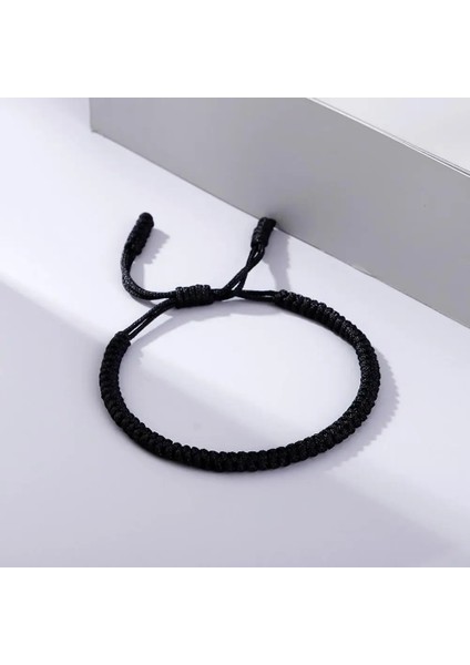 Siyah Şanslı Kırmızı Naylon Ip Bilezik Tibet Budist Handwoven Örgülü Halat Knot Bilezikler Namaz Charm Takı Lover Bileklikler (Yurt Dışından)
