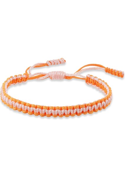 Turuncu Pembe Etnik Tibet Buda Dokuma Muska Renkli Bilezik ve Bilezik Kadın Erkek El Yapımı Halat Buda Charm Bilezik Arkadaş Hediye (Yurt Dışından)