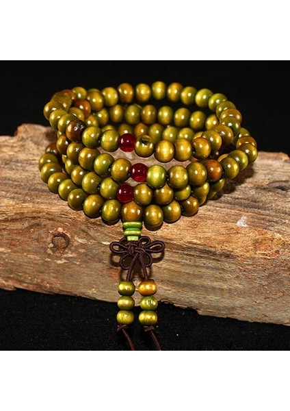 Yeşil 108 Boncuk 8mm Doğal Sandal Ağacı Budist Buda Meditasyon Boncuk Bilezik Kadın Erkek Namaz Boncuk Tespih Asılı Dekorasyon (Yurt Dışından)