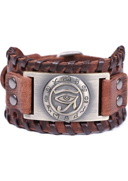 Horus'un Gözü E Lıkgreat Erkek Şık Viking Deri Wrap Bilezikler Kaya Punk Horus Gözü Mısır Isis Tılsım Erkek Bilek Takı Ayarlanabilir (Yurt Dışından)