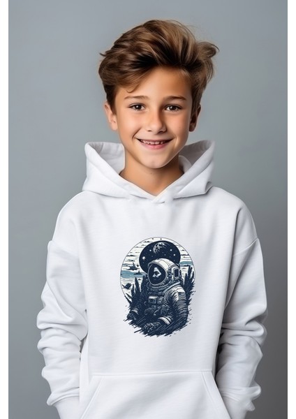 Ada Bebek Çocuk Erkek Çocuk Astronot Baskılı Oversize Sweatshirt