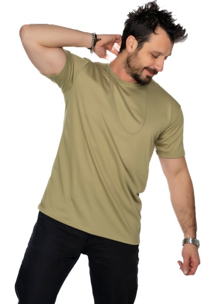 Aşırı Terleme Önleyici Bisiklet Yaka T-Shirt, Ter Sızdırmaz, Çift Katmanlı