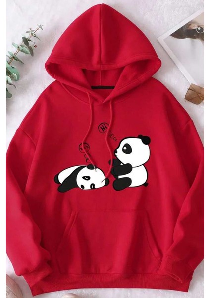 Unisex Uykucu Panda Baskılı Sweatshirt