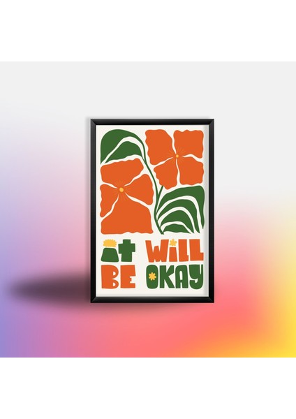 Tekli Ahşap Lamine Çerçeveli Mdf Tablo At Will Be Okay fiyatları