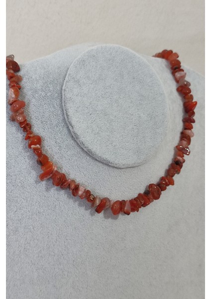 Karnelyan Akik Kırıktaş Doğaltaş Kolye