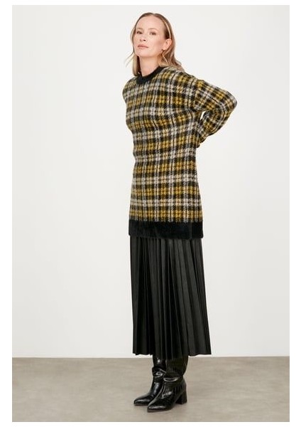 21509 Ekose Desnli Triko Mink Tunik Qks Tunik 21509 #23-12#