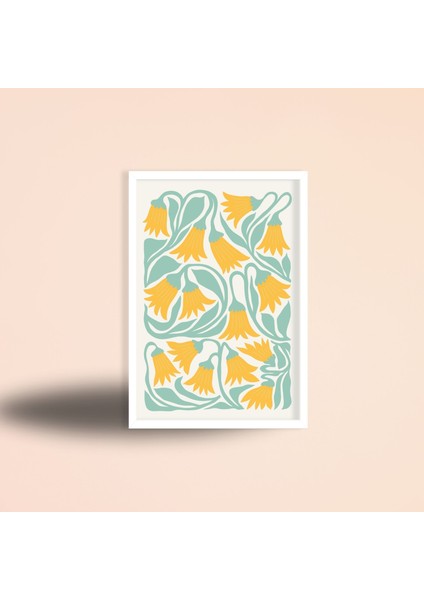 Tekli Ahşap Lamine Çerçeveli Mdf Tablo Sarı Ters Laleler fiyatları