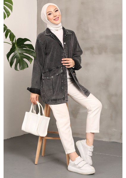 Antrasit Taşlı Kot Ceket fiyatları