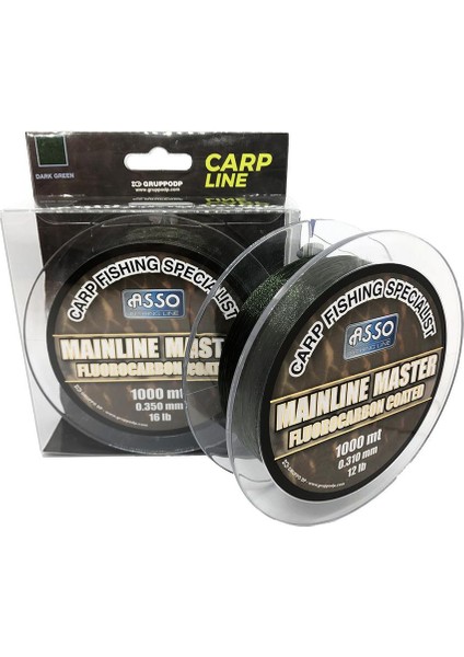 Mainline Master Carp Fc Coated 1.000M Carp Line Dark Green Misina