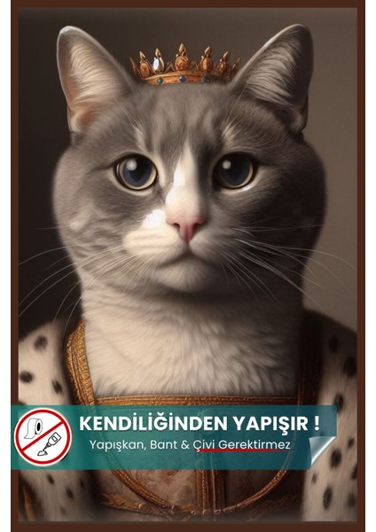 Lady Smoke Kedi Poster, Yüksek Çözünürlüklü Baskı Poster, Gri Kedi, Akıllı Kağıt, Yapay Zeka Tasarım