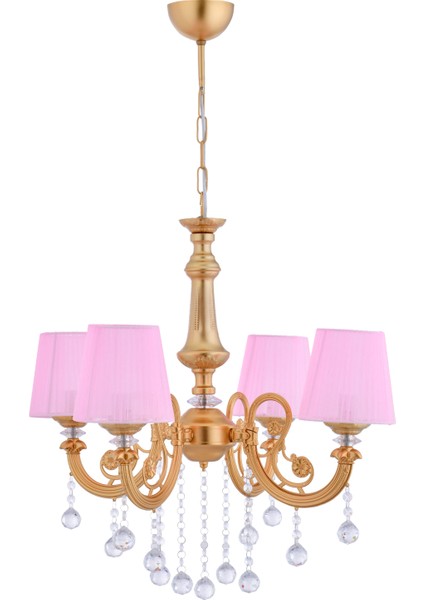 Turna 4 Lü Pembe Şapkalı Lüx Avize (Gold) fiyatları