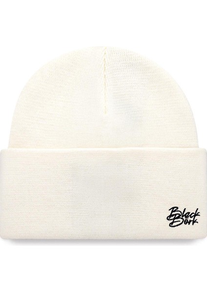 V1 Akrilik Big Think - 3 Kod Logolu Unisex Beyaz Bere (Beanie)