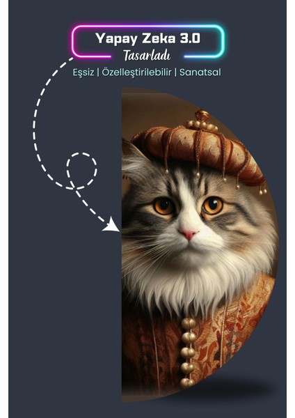Soylu Tüylü Kedi Poster, Premium Baskı Poster, Gri Kedi, Statik Akıllı Kağıt (Yapay Zeka Tasarım) indirimleri