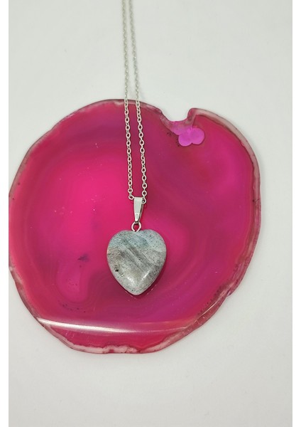 Labradorit Kalp Doğaltaş Kolye