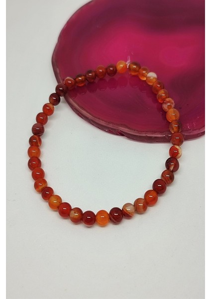 4 mm Karnelyan Akik Doğaltaş Bileklik