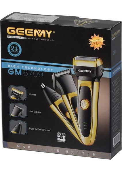 Üç Başlıklı Şarjlı Tıraş Makinası GM-6709