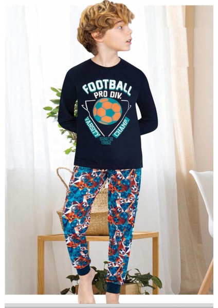 703U Erkek Çocuk Uzun Kollu Pijama Takımı-Lacivert