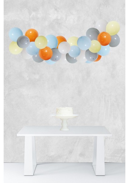Retro Makaron Konsept Balon Zinciri Parti Balon Seti 47 Parça