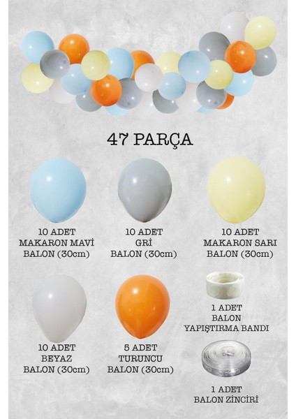 Retro Makaron Konsept Balon Zinciri Parti Balon Seti 47 Parça fiyatları
