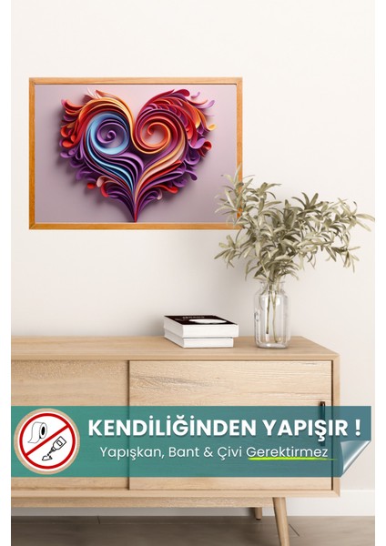 Renkli Kalp Poster Yapışkansız Statik Tutunan Inovaitf Akıllı Kağıt Poster