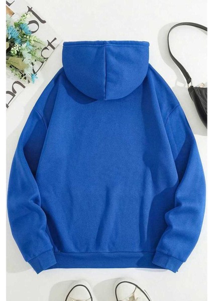 Unisex Kelebek Baskılı Kapüşonlu Sweatshirt