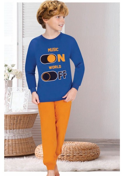 715Gu Erkek Çocuk Garson Boy Uzun Kollu Pijama Takımı-Saks