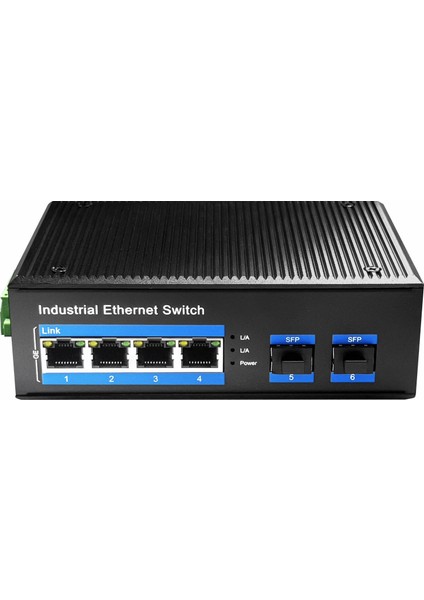 IG1004S2P 4port Gigabit 120W Poe+,2sfp, 2km ÇOKLU,80KM Tekli Mod IP40 Metal Endüstriyel Switch