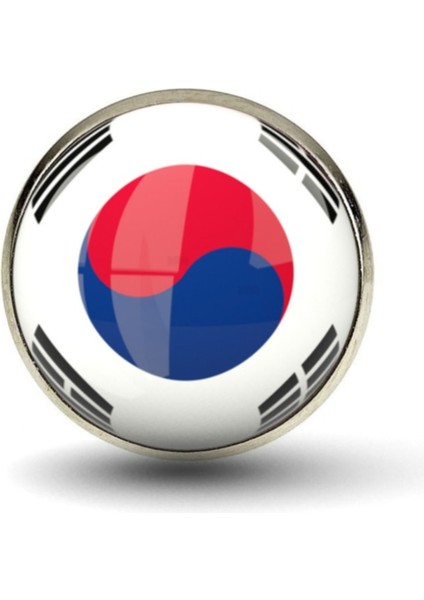 Güney Kore Yaka Rozeti South Korea Bayrak Rozet Yuvarlak Paslanmaz Çelik