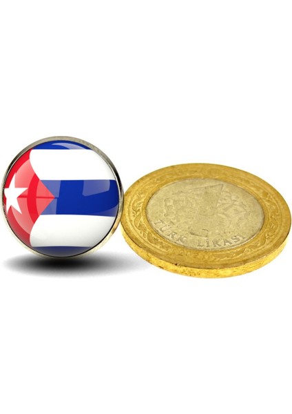 Küba Rozet Cuba Ülke Bayrağı Paslanmaz Çelik 3D Camlı Rozet fırsatları