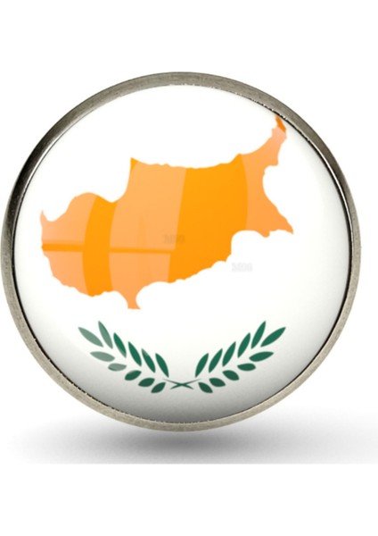 Kıbrıs Yaka Rozeti Cyprus Ülke Bayrağı Paslanmaz Çelik 3D Camlı Rozet