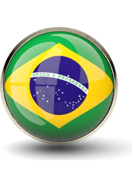 Brezilya Rozeti Brazil Ülke Bayrağı Yuvarlak Paslanmaz Çelik Camlı Rozet fiyatları