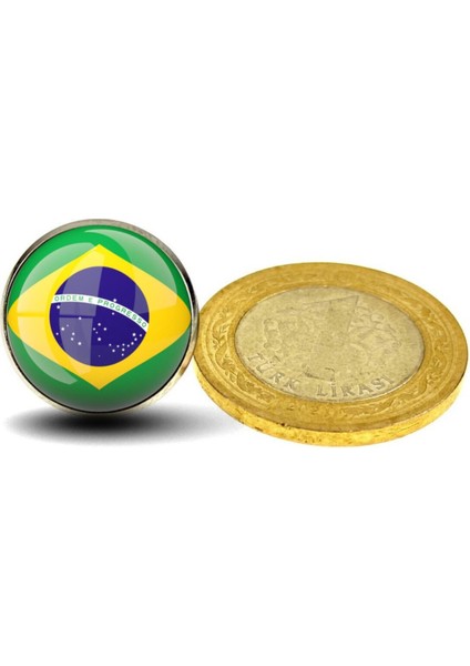 Brezilya Rozeti Brazil Ülke Bayrağı Yuvarlak Paslanmaz Çelik Camlı Rozet modelleri