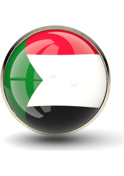 Sudan Rozet Afrika Sudan Ülke Bayrağı Paslanmaz Çelik 3D Camlı Rozet