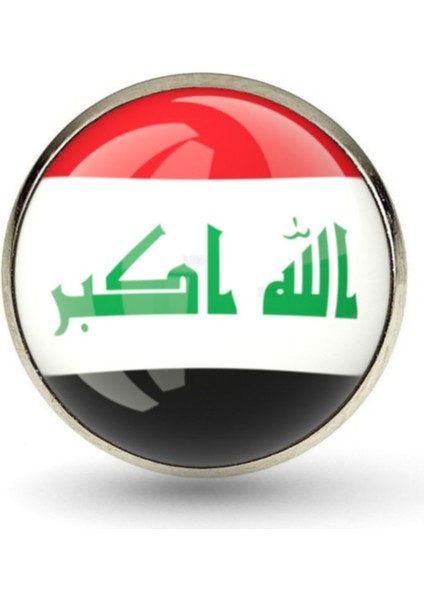 Iraq Irak Bayrağı Paslanmaz Çelik Rozet 3D Büyüteçli Camlı Iğneli Yaka Rozeti