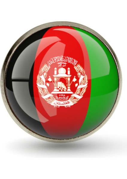 Afganistan Yaka Rozeti Afghanistan Bayrağı Paslanmaz Çelik Iğneli Camlı Büyüteçli Rozet