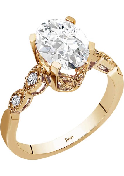 Pırlanta ve Beyaz Topaz Taşlı Nefertiti Yüzük 07R0203