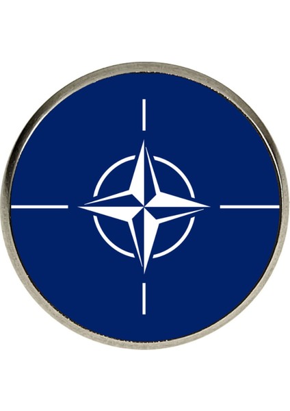 Nato Birliği Yaka Rozeti Yıldızlı Nato Bayrağı Yuvarlak Çelik Rozet