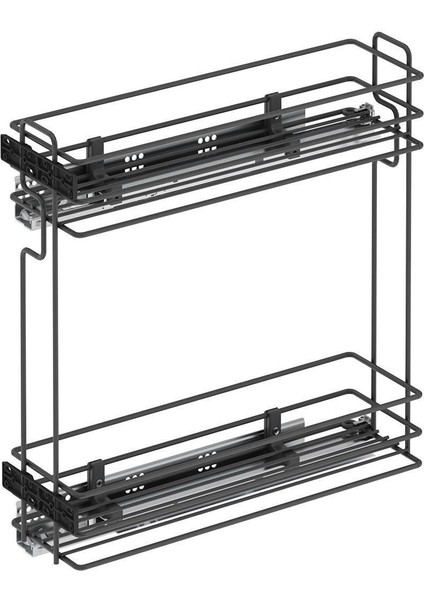 Tezgah Altı Ahşap Tabanlı Gizli Blum Tandem Raylı Şişelik-Deterjanlık Antrasit S2493-S2494