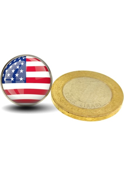 Amerika Yaka Rozeti America Usa Ülke Bayrağı Resimli 3D Camlı Çelik Rozet modelleri