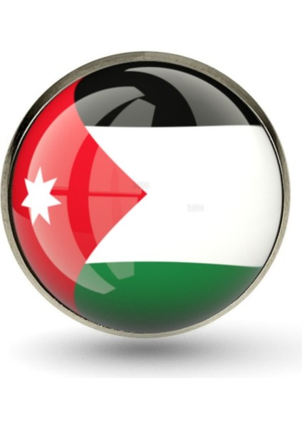 Ürdün Yaka Rozet Jordan Bayrağı Paslanmaz Çelik Iğneli Büyüteçli Yaka Rozeti