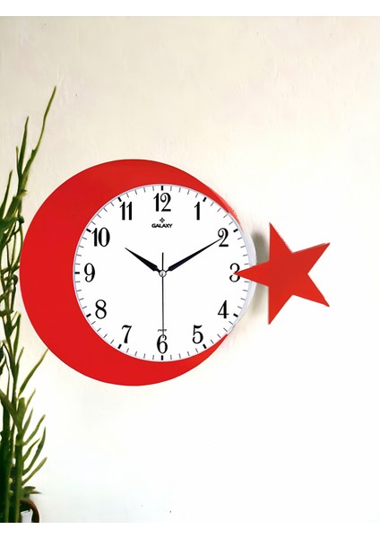 Ay Yıldızlı Bayrak Türkiye Duvar Saati 42,5 cm