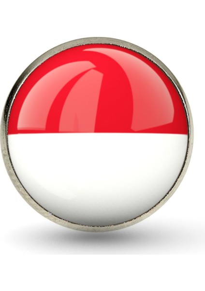 Endonezya Rozeti Indonesia Bayrağı Çelik Yaka Rozet Yuvarlak 3D Camlı Pin