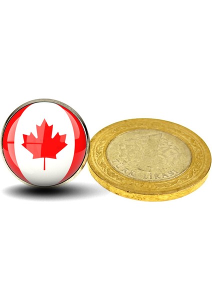 Kanada Rozeti Canada Ülke Bayrağı Yuvarlak Paslanmaz Çelik 3D Camlı Rozet modelleri