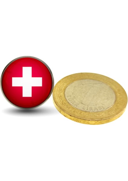 Isviçre Switzerland Bayrağı Çelik Yaka Rozeti 3D Camlı Artı Resimli Rozet fiyatları