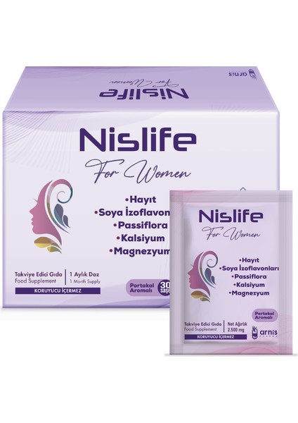 Nislife Hayıt Tohumu, Soya Izoflavonları ve Passiflora İçeren Takviye Edici Gıda 30 Saşe
