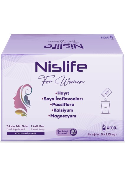 Nislife Hayıt Tohumu, Soya Izoflavonları ve Passiflora İçeren Takviye Edici Gıda 30 Saşe