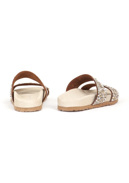 7866 Gerçek Süet Deri Kadın Taşlı Terlik modelleri