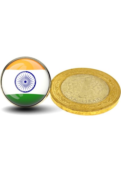 Hindistan Yaka Rozeti India Bayrağı Yuvarlak Çelik Iğneli Camlı Rozet modelleri