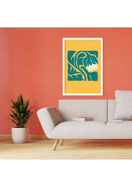 Tekli Ahşap Lamine Çerçeveli Mdf Tablo Sarı Ters Lale