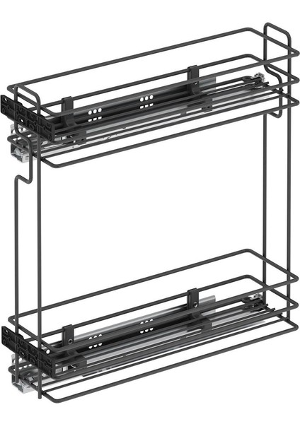 Tezgah Altı Ahşap Tabanlı Gizli Blum Tandem Raylı Şişelik-Deterjanlık Antrasit S2880-S2881